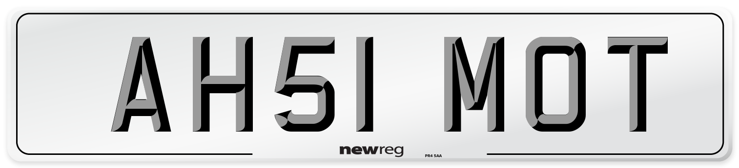 AH51 MOT Number Plate from New Reg